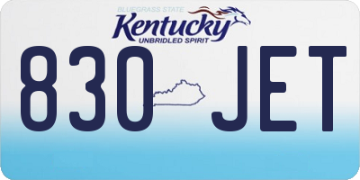 KY license plate 830JET