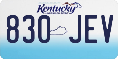 KY license plate 830JEV