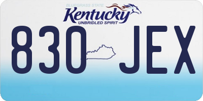 KY license plate 830JEX