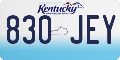 KY license plate 830JEY