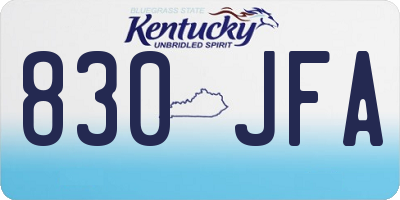 KY license plate 830JFA