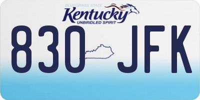 KY license plate 830JFK