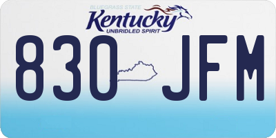 KY license plate 830JFM