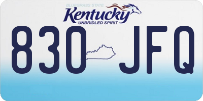 KY license plate 830JFQ