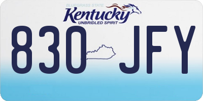 KY license plate 830JFY