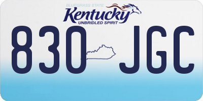KY license plate 830JGC