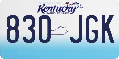 KY license plate 830JGK