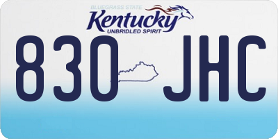 KY license plate 830JHC