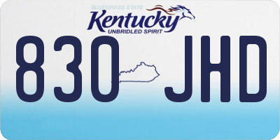 KY license plate 830JHD