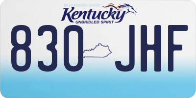 KY license plate 830JHF