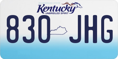 KY license plate 830JHG