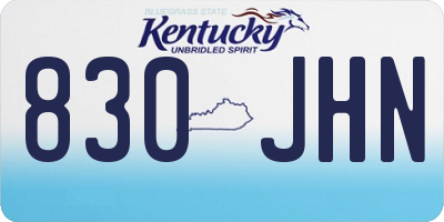 KY license plate 830JHN