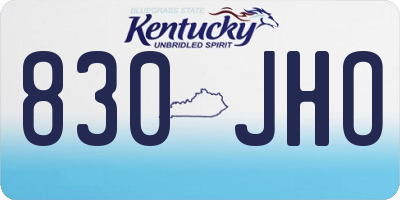 KY license plate 830JHO
