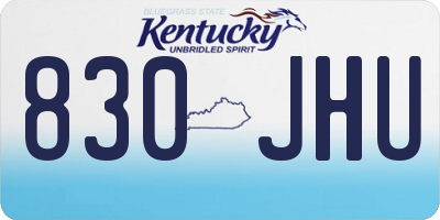 KY license plate 830JHU