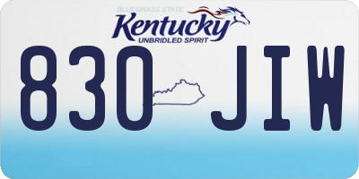 KY license plate 830JIW