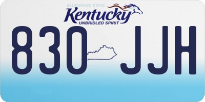 KY license plate 830JJH