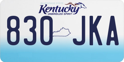 KY license plate 830JKA
