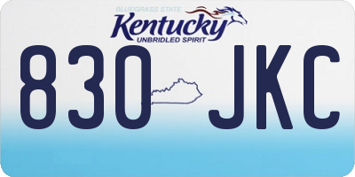 KY license plate 830JKC