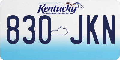 KY license plate 830JKN