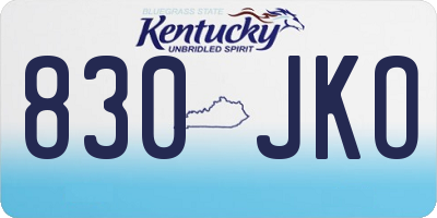 KY license plate 830JKO