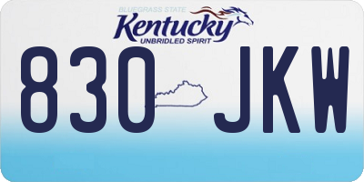 KY license plate 830JKW