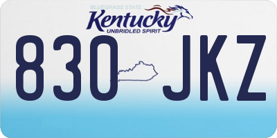 KY license plate 830JKZ