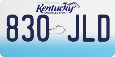 KY license plate 830JLD