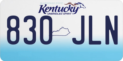 KY license plate 830JLN