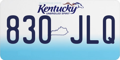 KY license plate 830JLQ