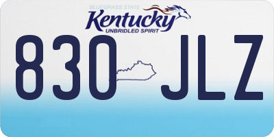KY license plate 830JLZ