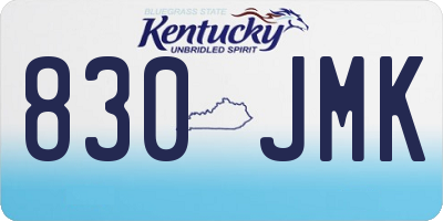 KY license plate 830JMK