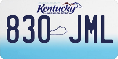 KY license plate 830JML