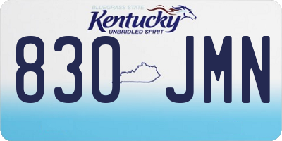 KY license plate 830JMN