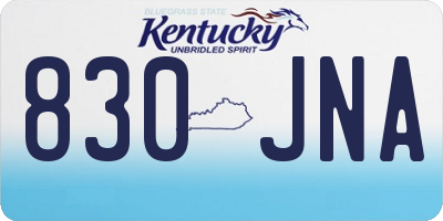 KY license plate 830JNA