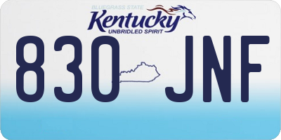 KY license plate 830JNF