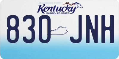 KY license plate 830JNH