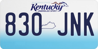 KY license plate 830JNK