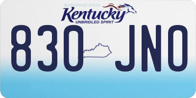 KY license plate 830JNO