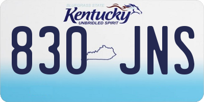 KY license plate 830JNS