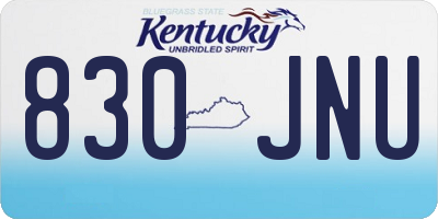 KY license plate 830JNU