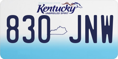 KY license plate 830JNW