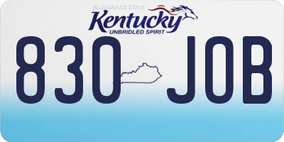 KY license plate 830JOB