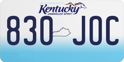 KY license plate 830JOC