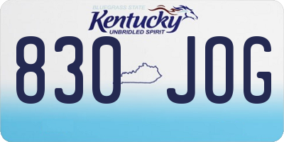KY license plate 830JOG