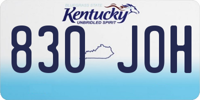 KY license plate 830JOH