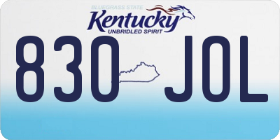 KY license plate 830JOL