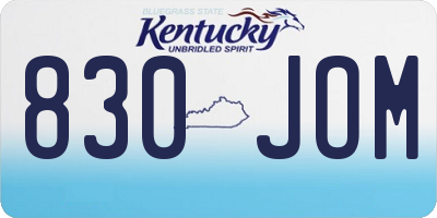 KY license plate 830JOM