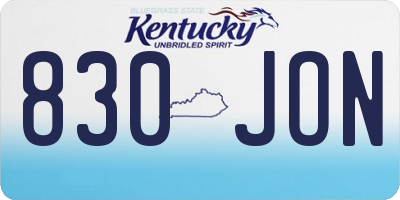 KY license plate 830JON