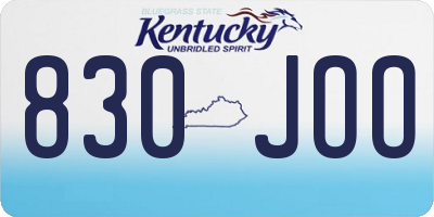 KY license plate 830JOO