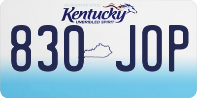 KY license plate 830JOP